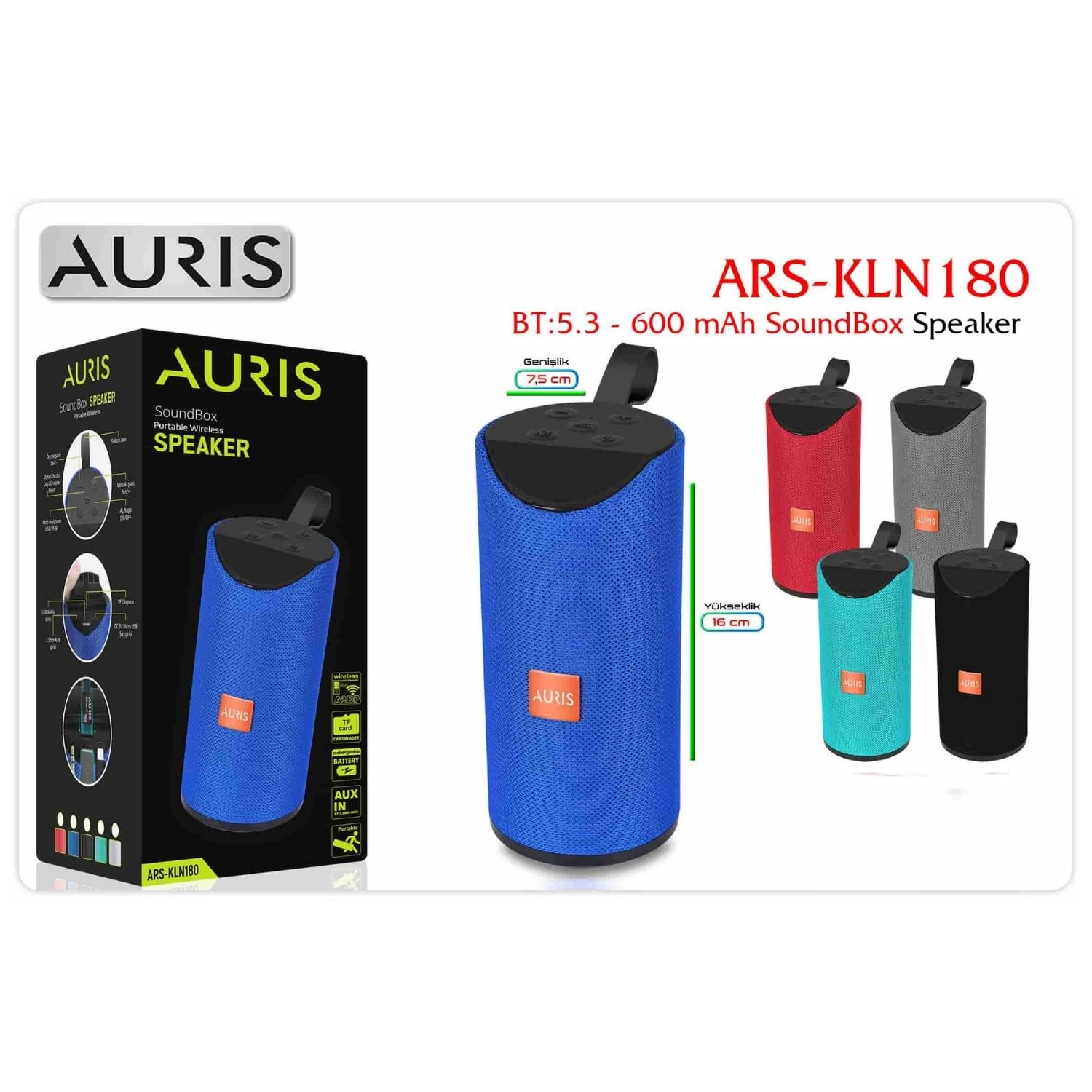 Auris Bluetooth 5.3 Taşınabilir SoundBox Hoparlör